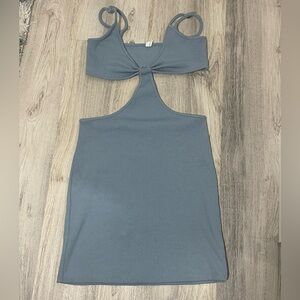 Stylish Gray Blue Cutout Dress